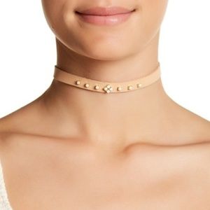 NWT Chan Luu embellished Leather Choker Tan/White